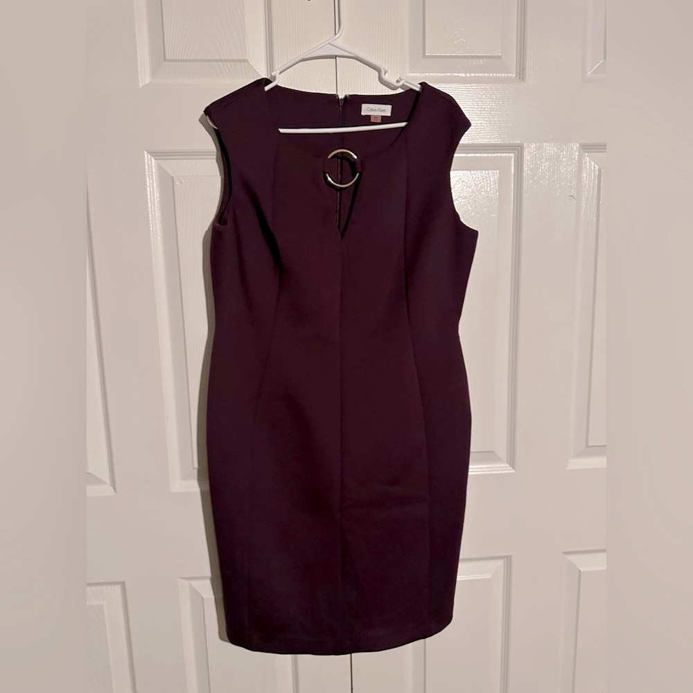 Calvin Klein Sleeveless Midi Dress in Deep Purple